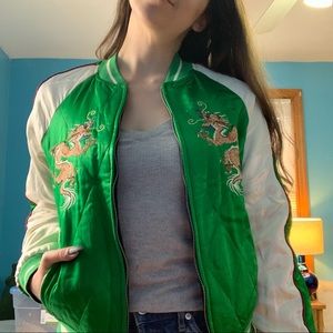Badass Satin Reversible Embroidered Bomber Jacket